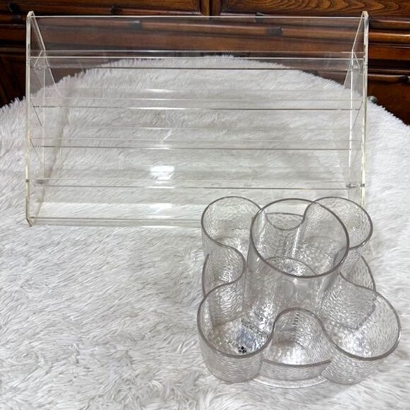 Acrylic 5 Tier 72 Bottle Nail Polish Organizer + 9 Section Spin Brush Caddy Set - Picture 3 of 15